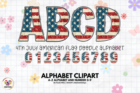 4th of July Doodle Alphabet: A Textured Take on Patriotic Design