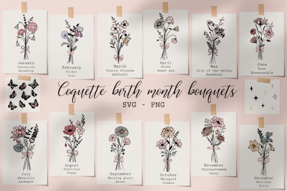 Birth Flower Bouquet SVG Wildflower Designs for Crafters