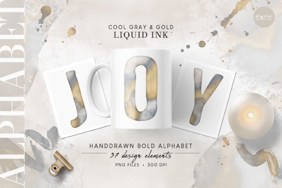 Bold Alphabet Monogram Gray Gold Ink: A Designer's Resource