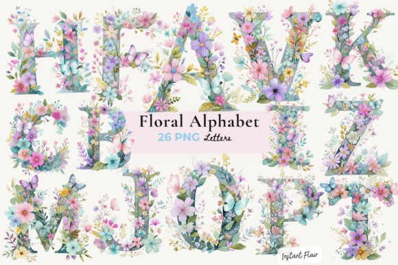 Floral Alphabet PNG Bundle: Elevate Your Designs with Botanical Charm