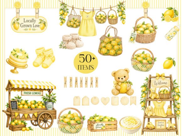 Fresh Lemon Baby Shower Clipart: Design a Citrus Celebration