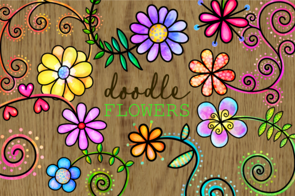 Hand Drawn Doodle Watercolor Flowers: Authentic Creative Assets