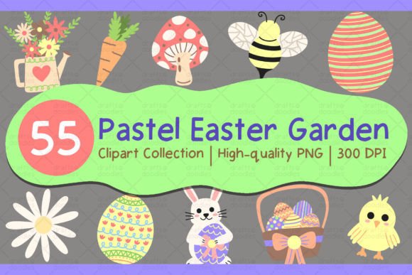 Pastel Spring Easter Garden Clipart Set: A Creative Toolkit