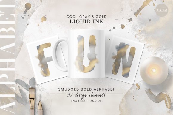 Smudged Bold Alphabet Monogram Gold Ink: Adding Authentic Texture to Your Brand