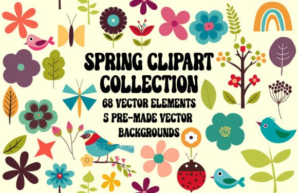 Spring Background Clipart Collection SVG: Your Seasonal Design Toolkit