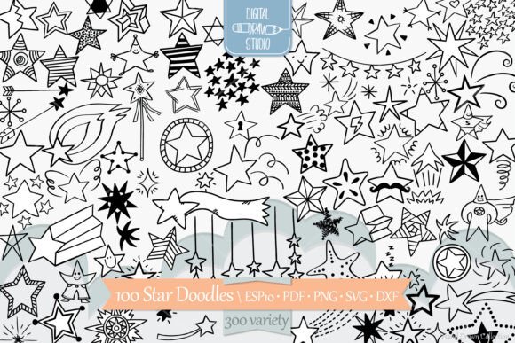 Star Doodles: Constellation, Garland & Hand Drawn Graphics