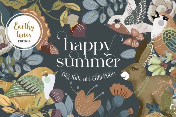 Summer Folk Clip Art Earthy Tones Vector: A European-Inspired Design Suite