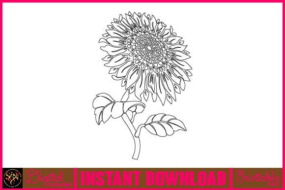 Sunflower Line Art Flower SVG Elements 2: Your Go-To Botanical Design Asset
