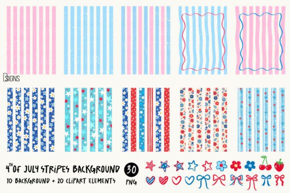 Unlock Festive Design with a 4th of July Stripes Background Bundle