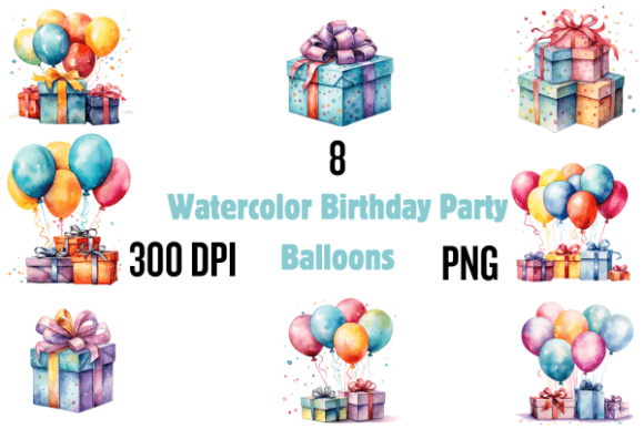 Watercolor Birthday Gift Party Balloons: A Designer's Festive Toolkit