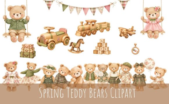 Watercolor Classics Teddy Bears Clipart: A Vintage Design Resource